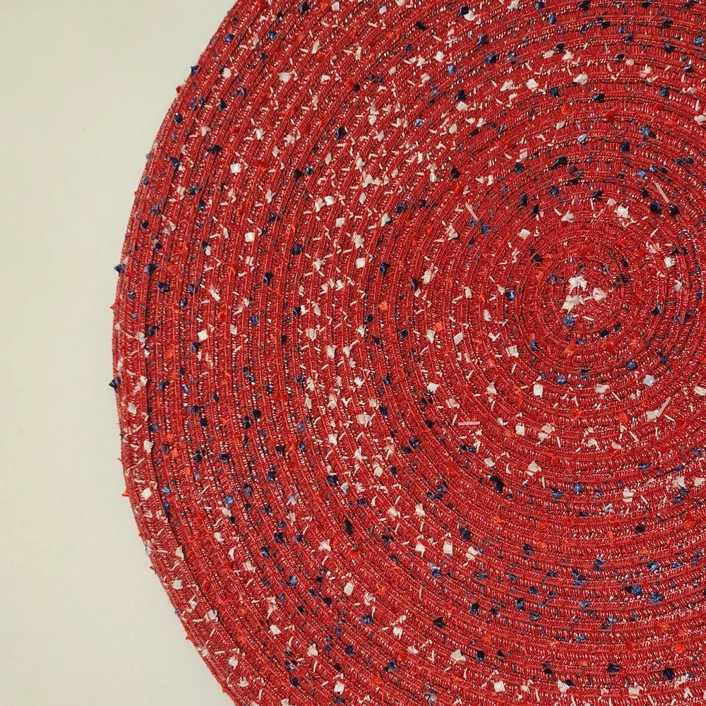 Benson Mills Set of Six Red Americana Round‎ Polyester Placemats 15in